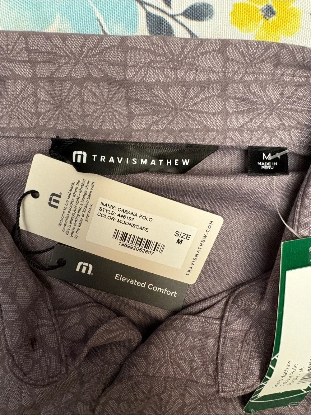 Travis Mathew Men's Taupe Geo-Print Short Sleeve Polo